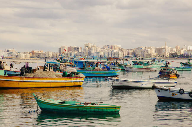 Boats in harbour, Alexandria, Egypt — Stock Photo