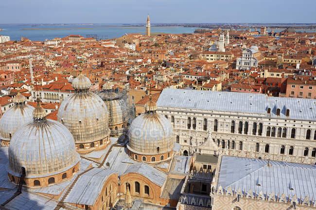 High angle view of city and St Marks Basilica, Venice, Veneto — Stock Photo