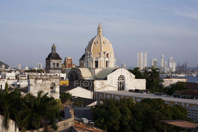 Vista del horizonte, Cartagena, Colombia, América del Sur - foto de stock