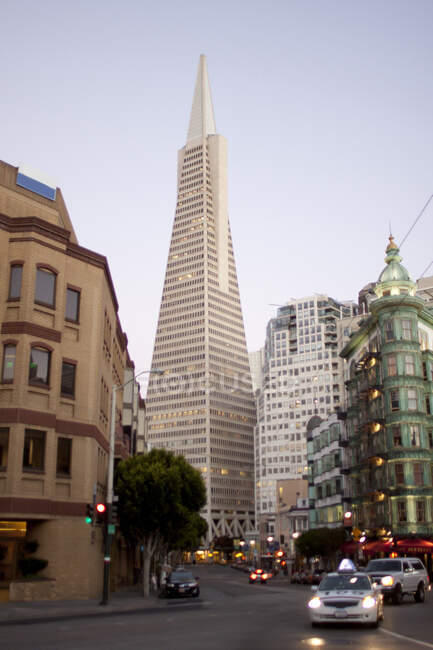 Cityscape with Transamerica Pyramid, São Francisco, Califórnia, — Fotografia de Stock