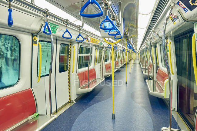 Empty underground train carriage, Hong Kong, China — Stock Photo