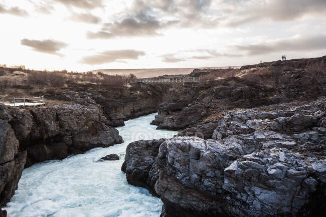 Ландшафт з ущелиною і річкою, Хусафелл, Ісландія. — стокове фото