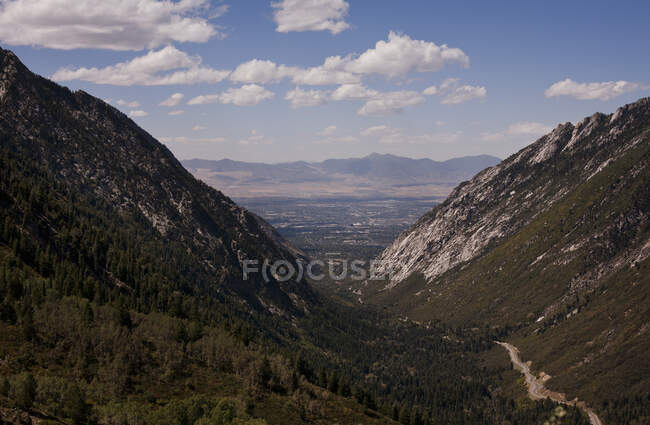 Salt Lake City as seen from Little Cottonwood Canyon, Utah, USA — Stock Photo
