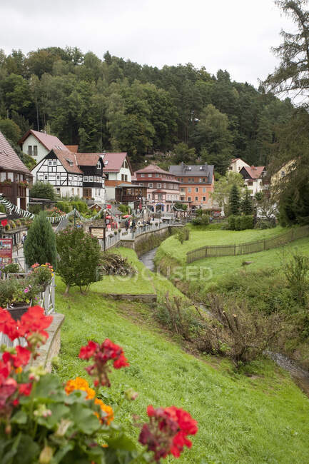 Ville de Rathen, Suisse saxonne, Allemagne — Photo de stock