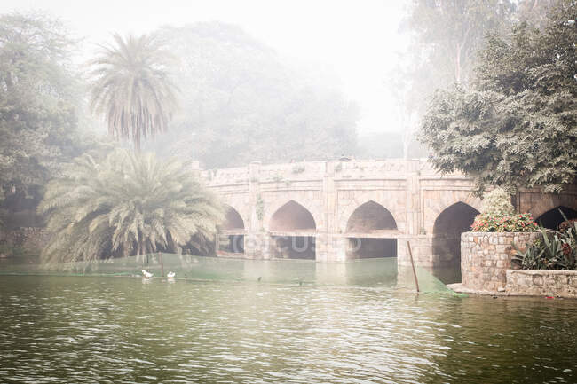 Ornate bridge in a park, Delhi, India — Stock Photo