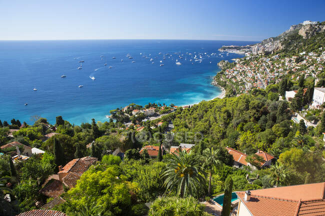 Ansicht von Monaco aus der Vogelperspektive von Roquebrune, Frankreich — Stockfoto