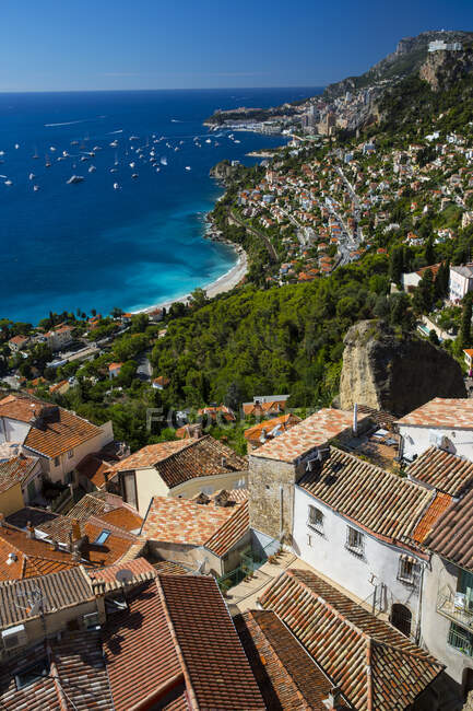 High angle view of Monaco from Castle of Roquebrune — Stock Photo