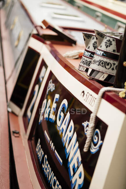Detail of canal boat, Canal Cavalcade, Little Venice, London, UK — Stock Photo