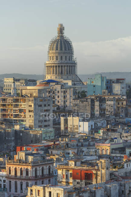 High angle cityscape of Old Havana and Capitol Building, Havana — Stock Photo