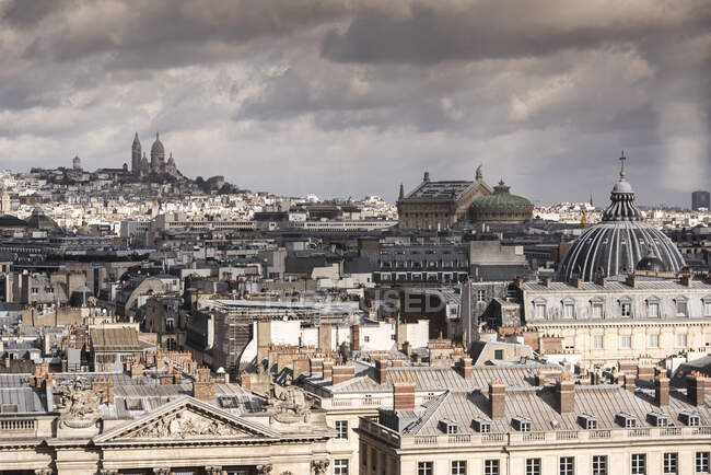 Elevated cityscape of rooftops and skyline, Paris, France — Stock Photo
