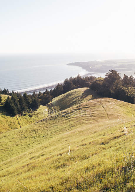 View of hills and coastline, Stinson Beach, California, USA — Stock Photo
