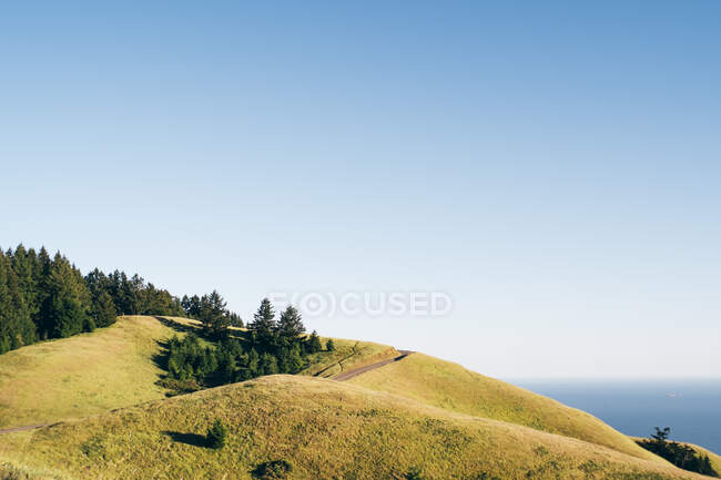 Blick auf Hügel und Meer, Stinson Beach, Kalifornien, USA — Stockfoto