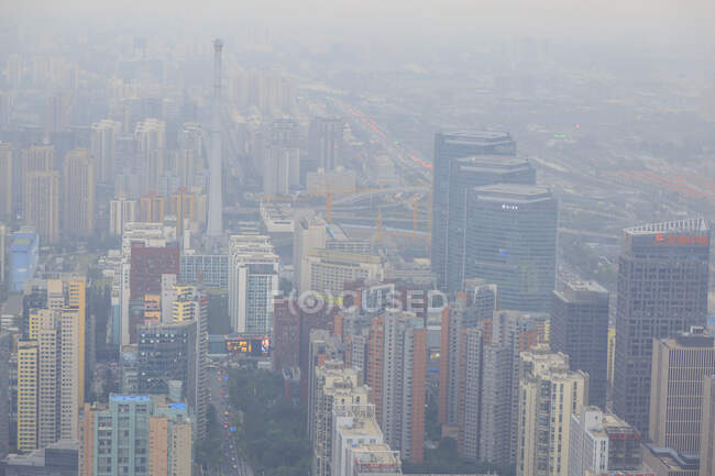Vista aérea, Distrito Central de Negocios de Beijing y el centro de Beijing - foto de stock