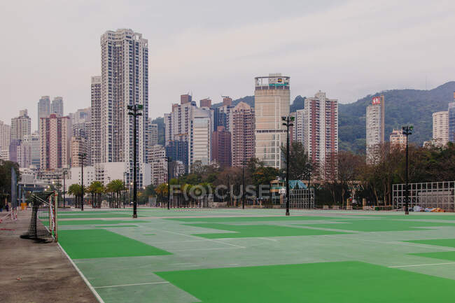 Парк Виктории и небоскребы, Гонконг, Китай — стоковое фото