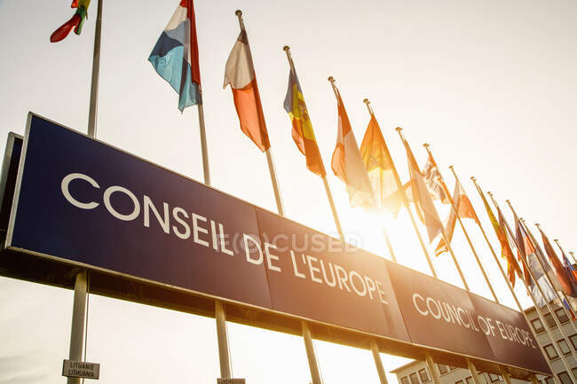 Bandeiras dos Estados-Membros, Conselho da Europa, Estrasburgo, França — Fotografia de Stock