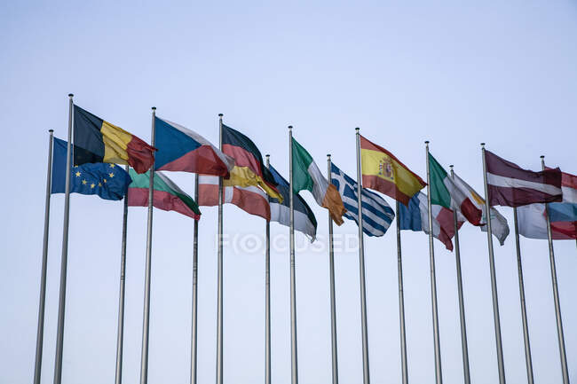Прапори держав-членів, Ради Європи, Страсбурга, Франції — стокове фото
