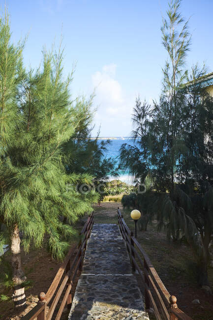 Pasarela escalonada al mar, San Martín, El Caribe - foto de stock