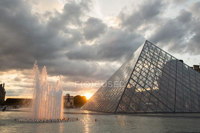 The Louvre Pyramid, Paris, France — Stock Photo