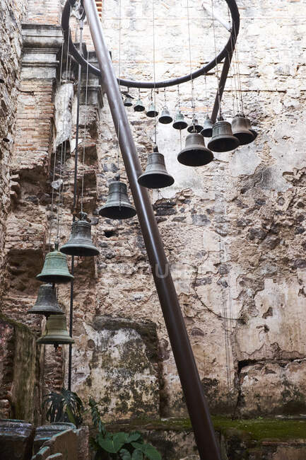 Sculptural bells hanging from circle, Antigua, Guatemala — Stock Photo