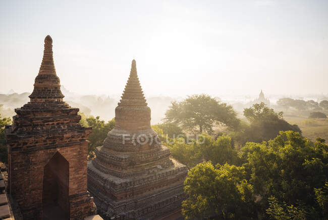 Pagodes de pedra, Bagan, região de Mandalay, Mianmar — Fotografia de Stock