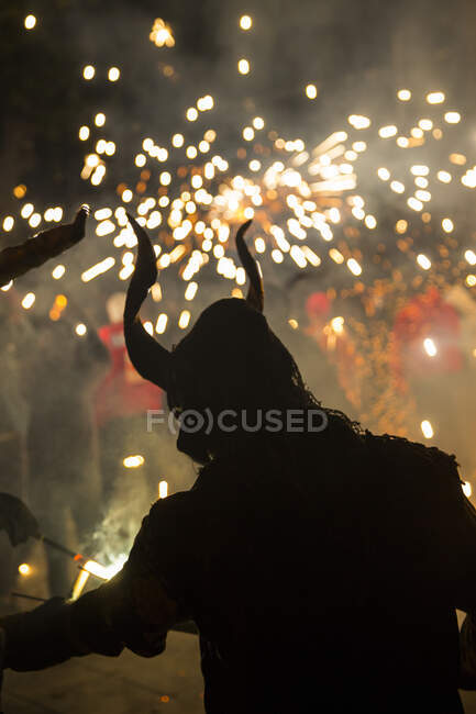 Correfoc (Running with Fire) festival, Mallorca, Spain — стокове фото