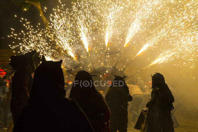 Correfoc (Running with Fire) festival, Mallorca, Spain — стокове фото