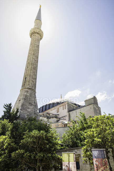 Tower of Hagia Sophia, low angle view, Istanbul, Turkey — Stock Photo