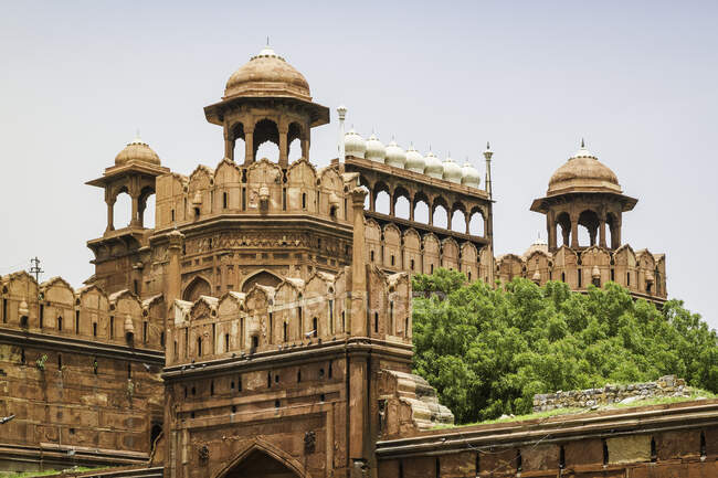 Außenansicht des Roten Forts, Delhi, Indien — Stockfoto