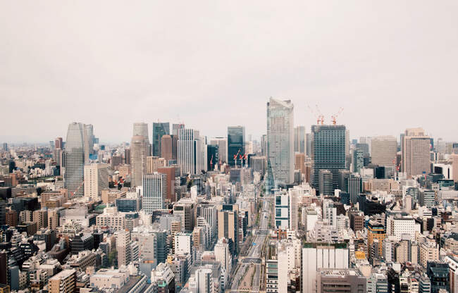 Вид з повітря на густонаселене місто (Токіо, Японія). — стокове фото