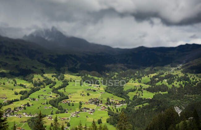 The village of Grindelwald, seen from the Eiger. First mountain — Stock Photo