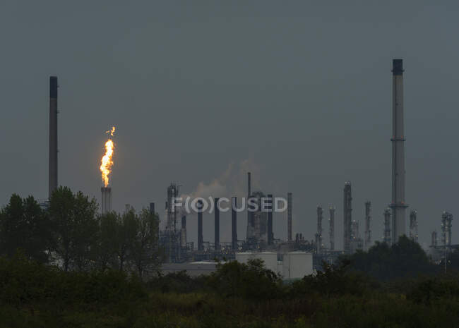 Torche dans une raffinerie pétrochimique, Moerdijk, Brabant Septentrional, Th — Photo de stock