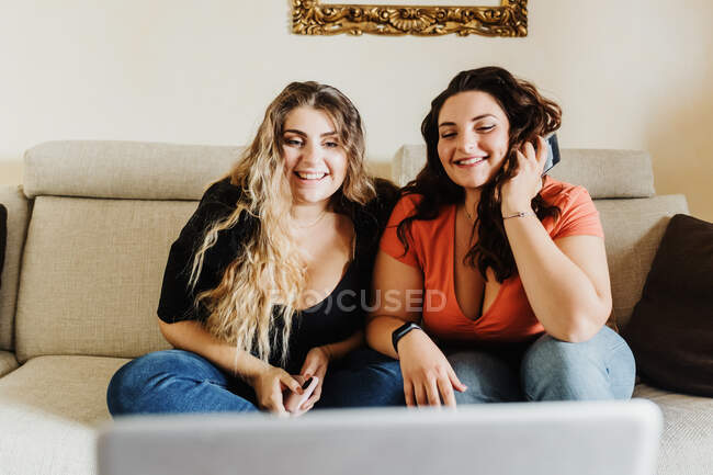 Female friends on video call — Stock Photo