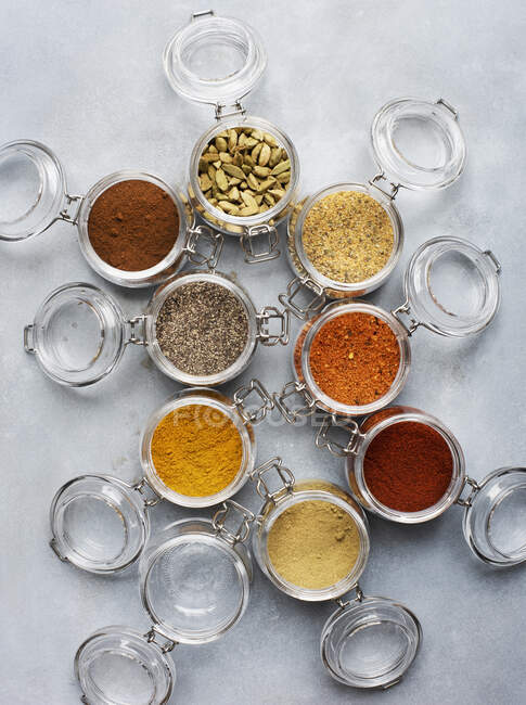 Spice jars from above — Stock Photo