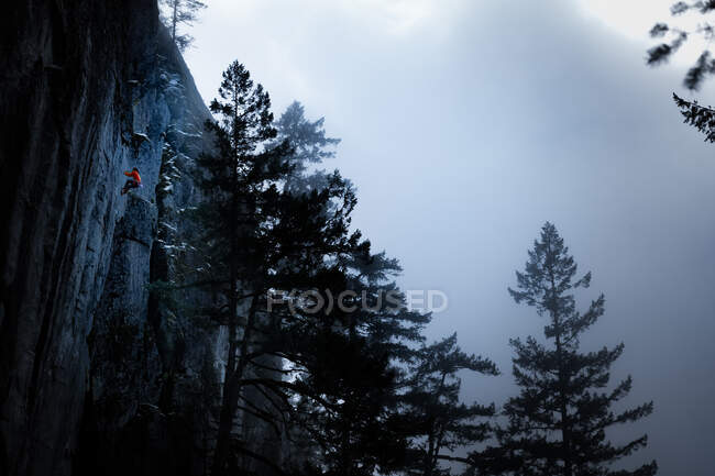 Canadá, Columbia Británica, Squamish, Hombre escalada en roca - foto de stock