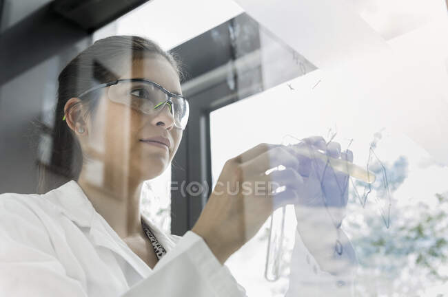 Alemania, Baviera, Múnich, científica femenina trabajando en laboratorio - foto de stock