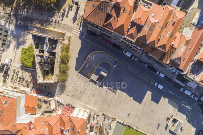 Portogallo, Porto, Veduta aerea degli edifici e della piazza della città — Foto stock