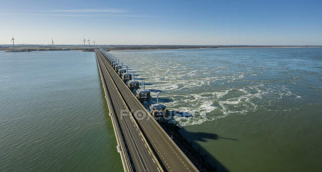 Netherlands, Zeeland, Vrouwenpolder, Eastern Scheldt storm surge barrier — Stock Photo