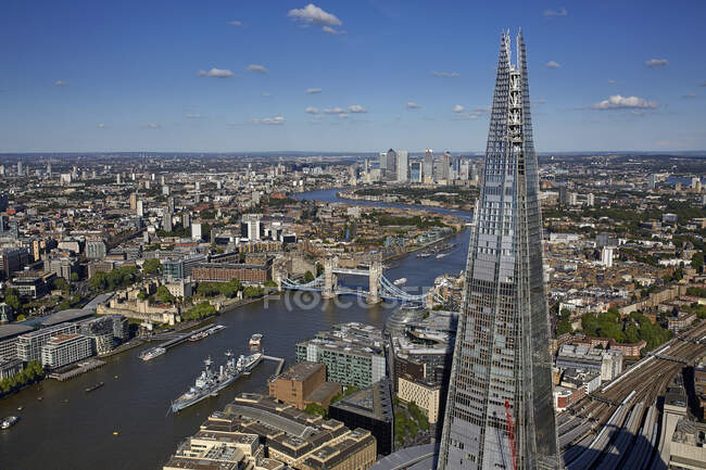 Großbritannien, London, Luftaufnahme der Shard und Tower Bridge — Stockfoto