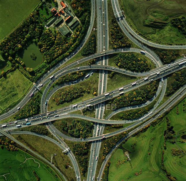 UK, Essex, Intersection des autoroutes M25 et M11 — Photo de stock