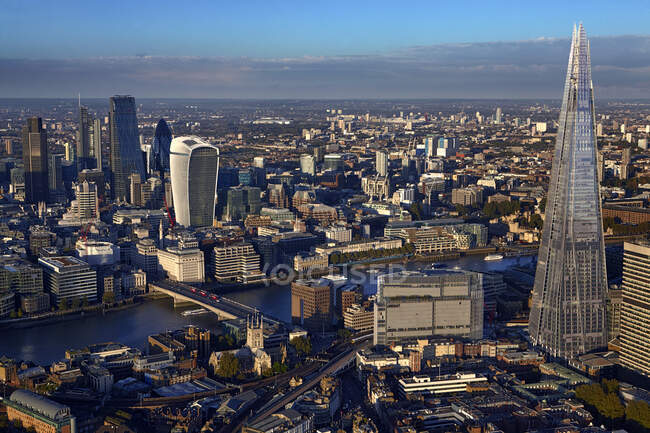 UK, London, Southwark, Aerial view of business district — стокове фото