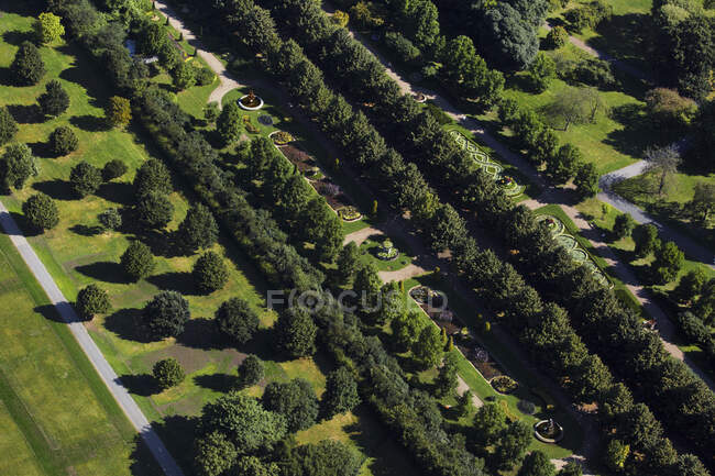 Великобритания, Лондон, Вид с воздуха на лодки в Риджентс-парке — стоковое фото