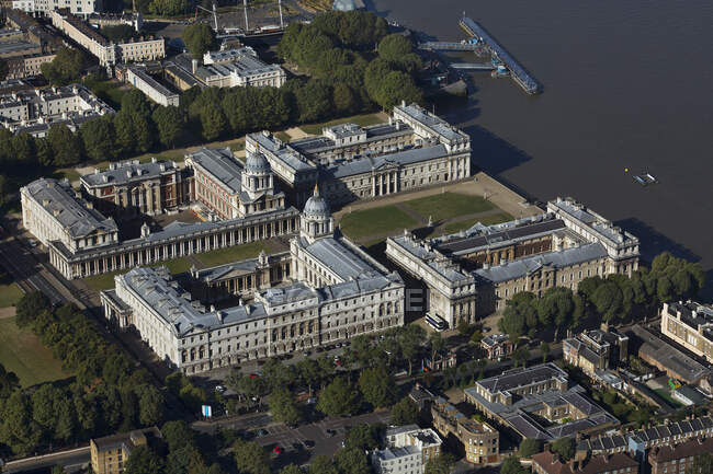 Reino Unido, Londres, Vista aérea del Museo Marítimo Nacional de Greenwich - foto de stock