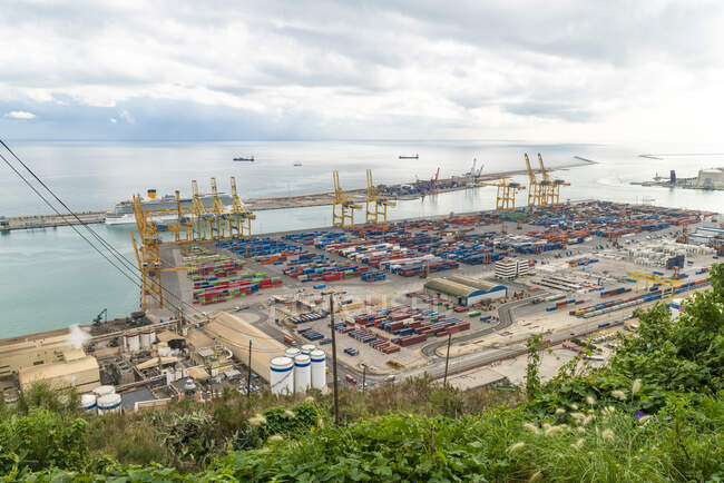Spain, Barcelona, High angle view of port — Stock Photo