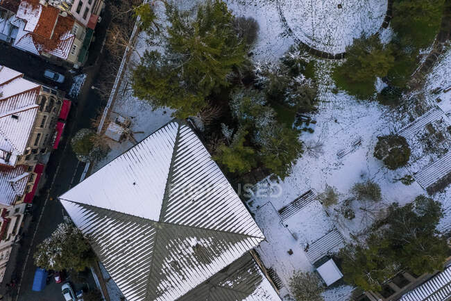 Turquie, Istanbul, Vue aérienne du bâtiment historique ottoman et parc en hiver — Photo de stock