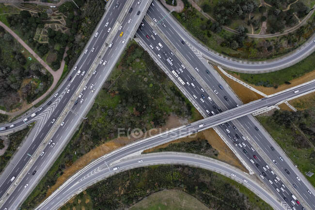 Turquia, Istambul, Vista aérea do tráfego em rodovias — Fotografia de Stock