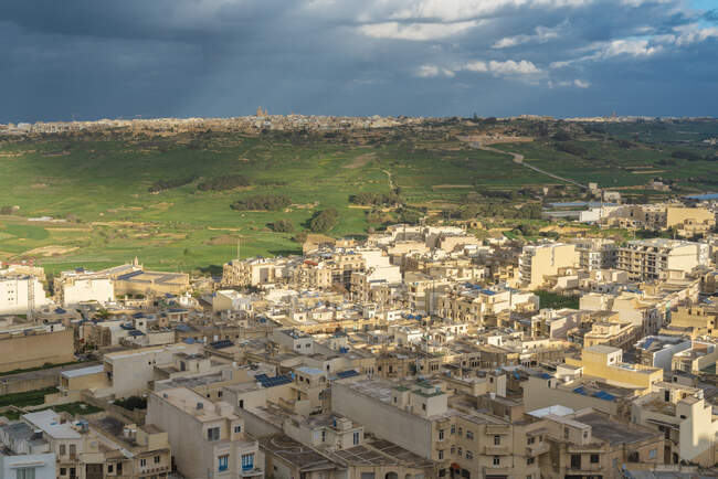 Мальта, остров Гоцо, Вид на старый город с воздуха — стоковое фото