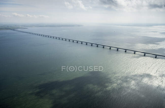 Netherlands, Zeeland, Zierikzee, Aerial view of bridge over bay — Stock Photo