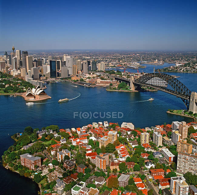 Australien, Sydney, Luftaufnahme der Stadt und Bucht — Stockfoto