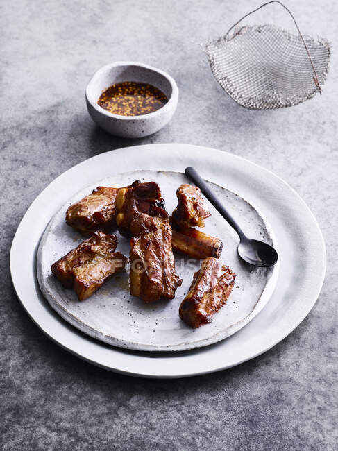 Si Krong Mhu Yaang - grilled pork rib meal — Stock Photo
