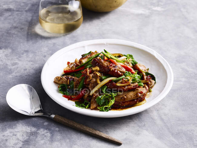 Padt Cha Bped - duck meal — Stock Photo